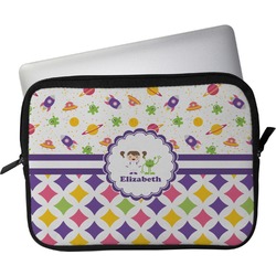 Girl's Space & Geometric Print Laptop Sleeve / Case - 11" (Personalized)