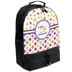 Girl's Space & Geometric Print Backpacks - Black (Personalized)