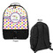 Girl's Space & Geometric Print Large Backpack - Black - Front & Back View