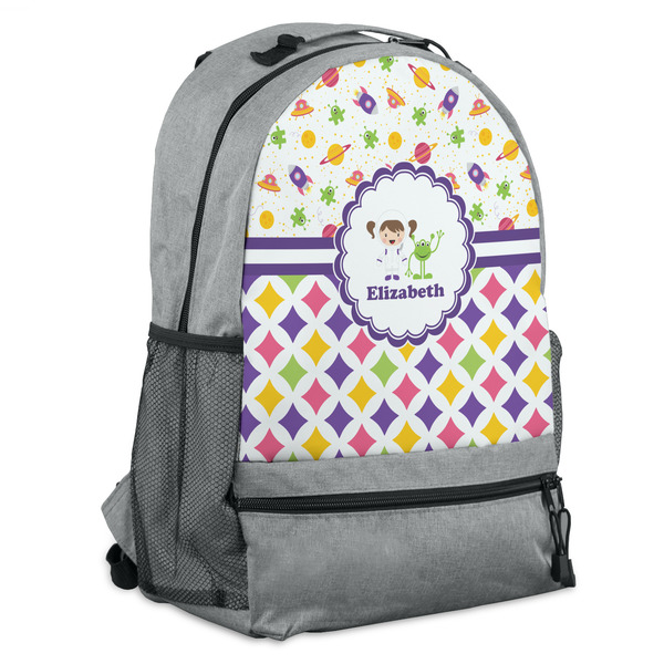 Custom Girl's Space & Geometric Print Backpack (Personalized)
