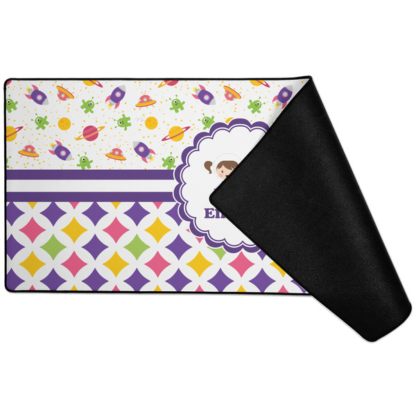 Girl's Space & Geometric Print Large Gaming Mats - FRONT W/ FOLD