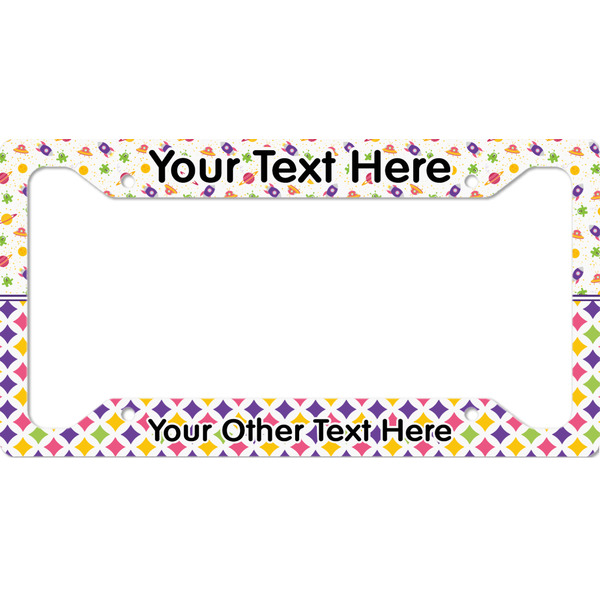 Custom Girl's Space & Geometric Print License Plate Frame - Style A (Personalized)