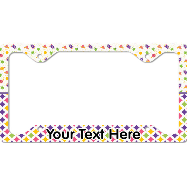 Custom Girl's Space & Geometric Print License Plate Frame - Style C (Personalized)