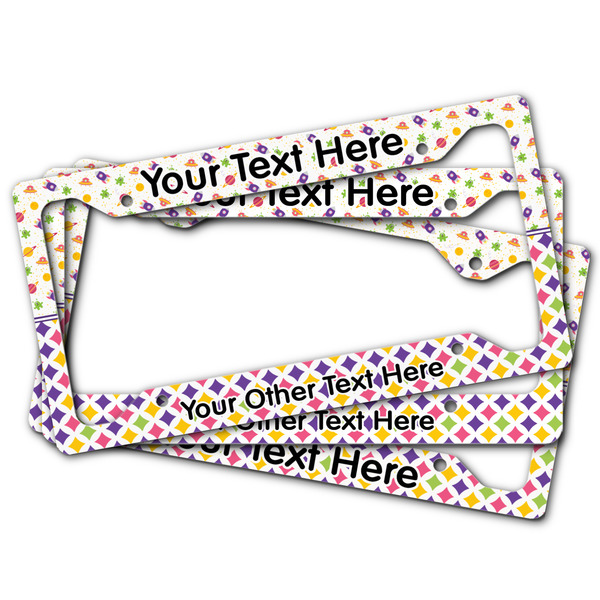 Girl's Space & Geometric Print License Plate Frames - (PARENT MAIN)