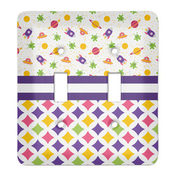 Girl's Space & Geometric Print Light Switch Cover (2 Toggle Plate)
