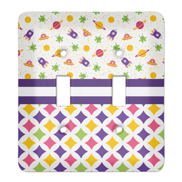 Custom Girl's Space & Geometric Print Light Switch Cover (2 Toggle Plate)