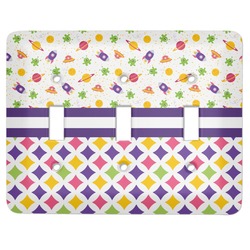 Girl's Space & Geometric Print Light Switch Cover (3 Toggle Plate)