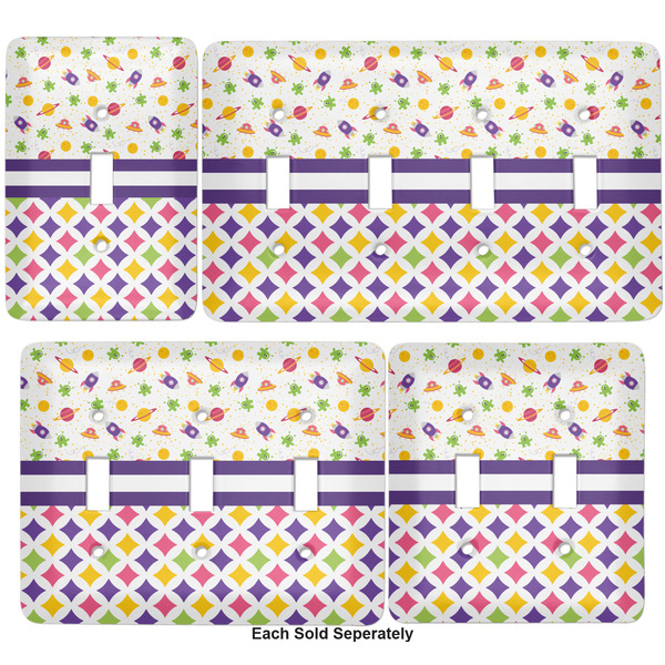 Girl's Space & Geometric Print Light Switch Covers all sizes