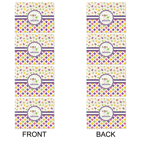 Girl's Space & Geometric Print Linen Placemat - APPROVAL Set of 4 (double sided)