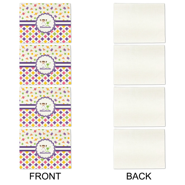 Girl's Space & Geometric Print Linen Placemat - APPROVAL Set of 4 (single sided)