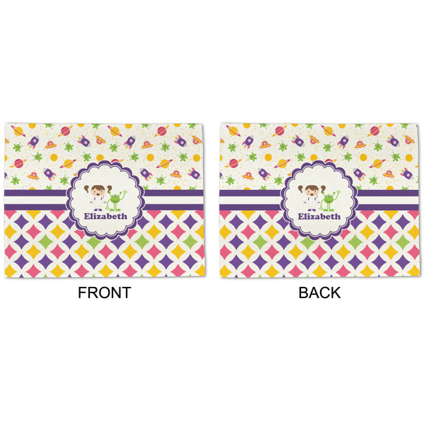 Girl's Space & Geometric Print Linen Placemat - APPROVAL (double sided)