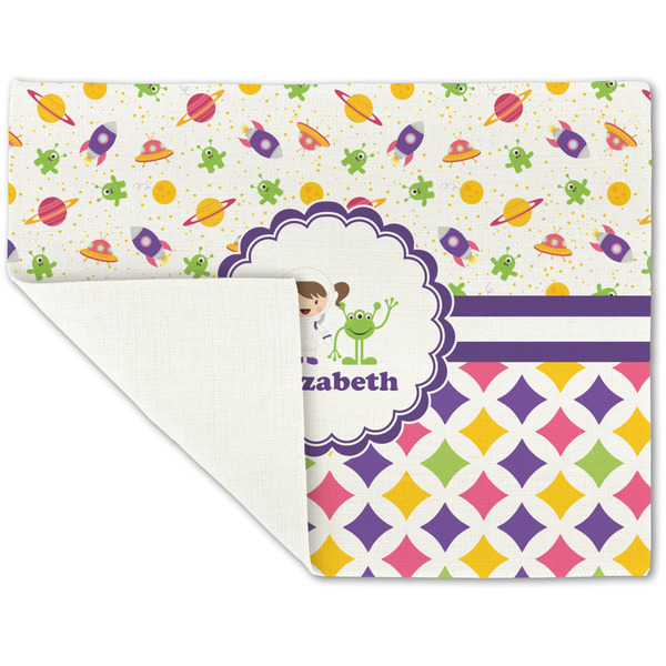 Girl's Space & Geometric Print Linen Placemat - Folded Corner (single side)