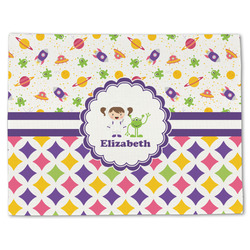 Girl's Space & Geometric Print Single-Sided Linen Placemat - Single w/ Name or Text