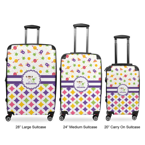 Girl's Space & Geometric Print Luggage Bags all sizes - With Handle