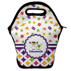 Girl's Space & Geometric Print Lunch Bag w/ Name or Text