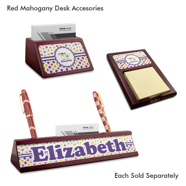 Girl's Space & Geometric Print Mahogany Desk Accessories