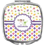 Girl's Space & Geometric Print Compact Makeup Mirror (Personalized)