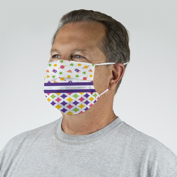 Girl's Space & Geometric Print Mask - Quarter View on Guy