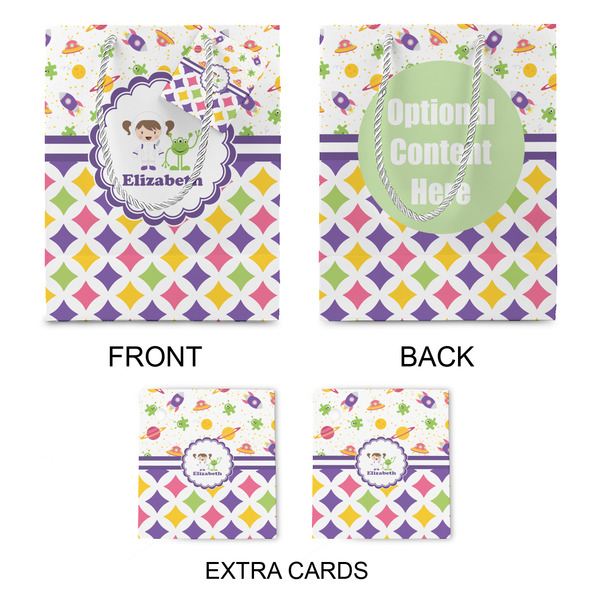 Girl's Space & Geometric Print Medium Gift Bag - Approval