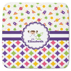 Girl's Space & Geometric Print Memory Foam Bath Mat - 48"x48" (Personalized)