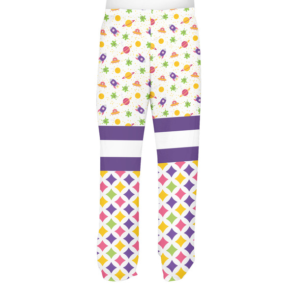 Girl's Space & Geometric Print Men's Pjs Back - on model