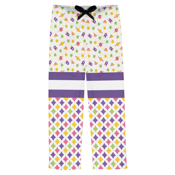 Custom Girl's Space & Geometric Print Mens Pajama Pants - L