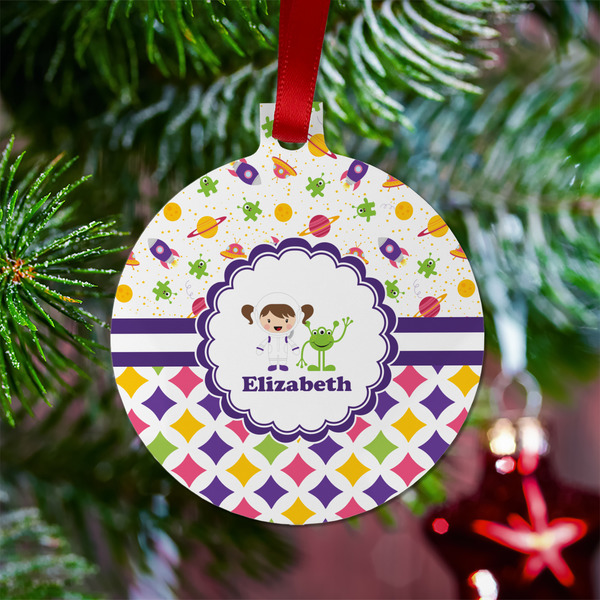 Girl's Space & Geometric Print Metal Ball Ornament - Lifestyle