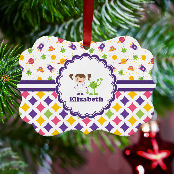 Girl's Space & Geometric Print Metal Benilux Ornament - Lifestyle