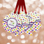 Girl's Space & Geometric Print Metal Ornaments - Double Sided w/ Name or Text