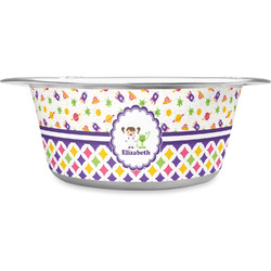 Girl's Space & Geometric Print Stainless Steel Dog Bowl - Medium (Personalized)
