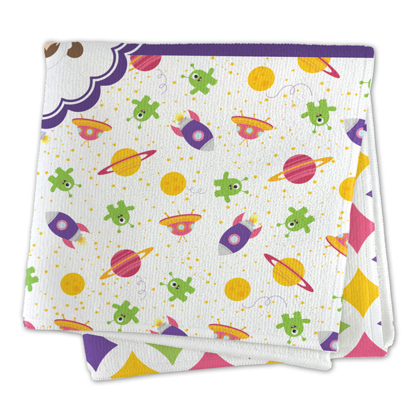 Girl's Space & Geometric Print Microfiber Dish Rag - FOLDED (square)