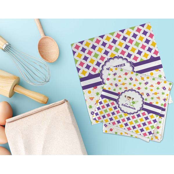 Girl's Space & Geometric Print Microfiber Dish Rag - LIFESTYLE