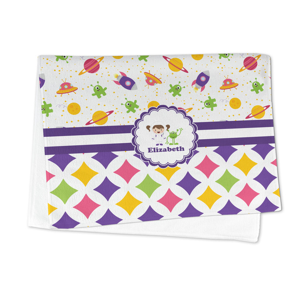 Girl's Space & Geometric Print Microfiber Dish Towel - FOLDED HALF