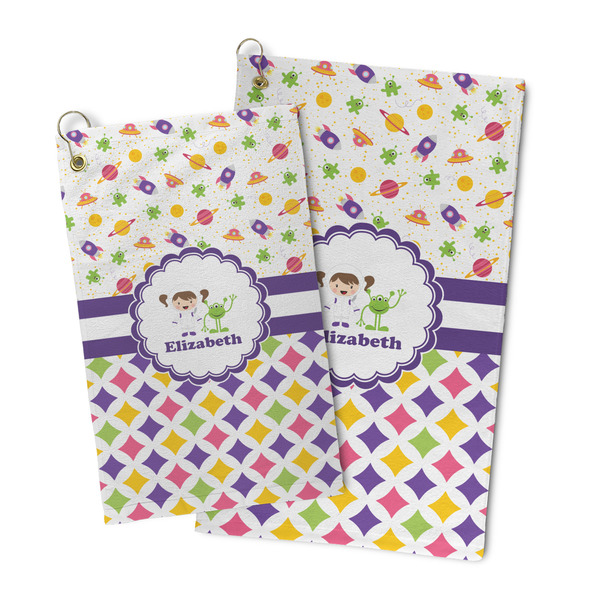 Girl's Space & Geometric Print Microfiber Golf Towel - PARENT/MAIN