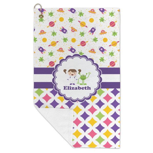 Girl's Space & Geometric Print Microfiber Golf Towels - FOLD