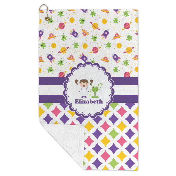 Girl's Space & Geometric Print Microfiber Golf Towels - FOLD