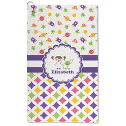 Girl's Space & Geometric Print Microfiber Golf Towel - Large (Personalized)