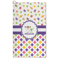 Girl's Space & Geometric Print Microfiber Golf Towel - Large (Personalized)