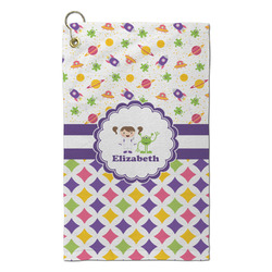 Girl's Space & Geometric Print Microfiber Golf Towel - Small (Personalized)
