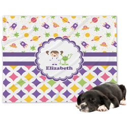 Girl's Space & Geometric Print Dog Blanket - Large (Personalized)