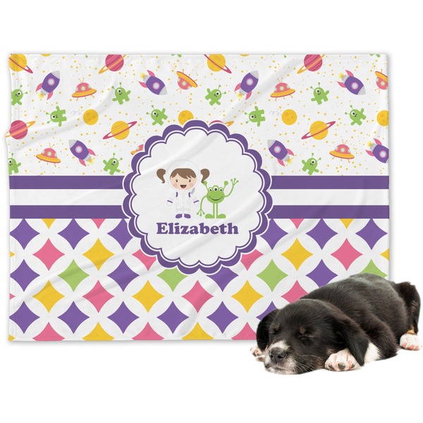 Custom Girl's Space & Geometric Print Dog Blanket (Personalized)
