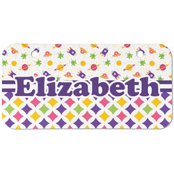 Girl's Space & Geometric Print Mini/Bicycle License Plate (2 Holes) (Personalized)
