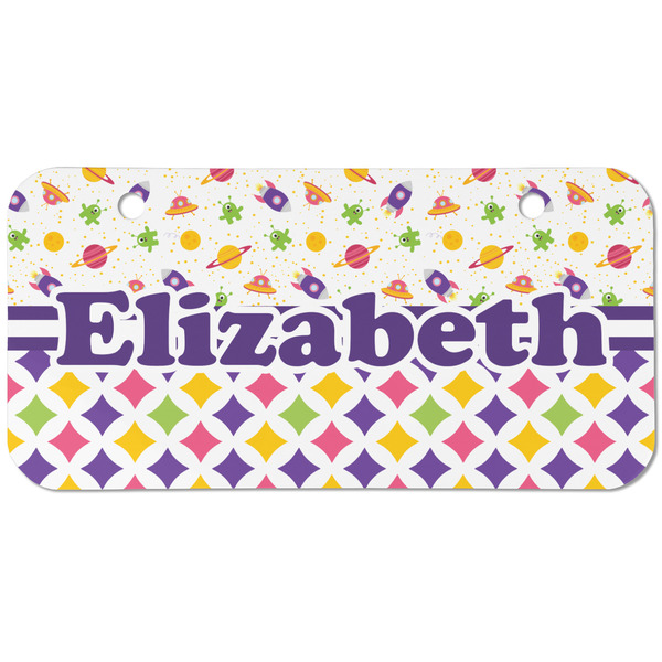 Custom Girl's Space & Geometric Print Mini/Bicycle License Plate (2 Holes) (Personalized)