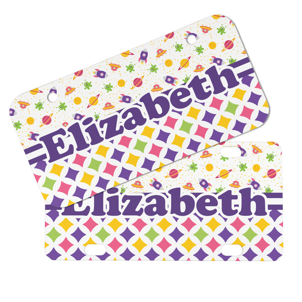 Girl's Space & Geometric Print Mini License Plates - MAIN (4 and 2 Holes)