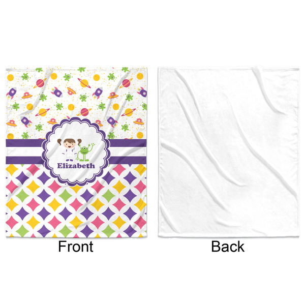 Girl's Space & Geometric Print Minky Blanket - 50"x60" - Single Sided - Front & Back