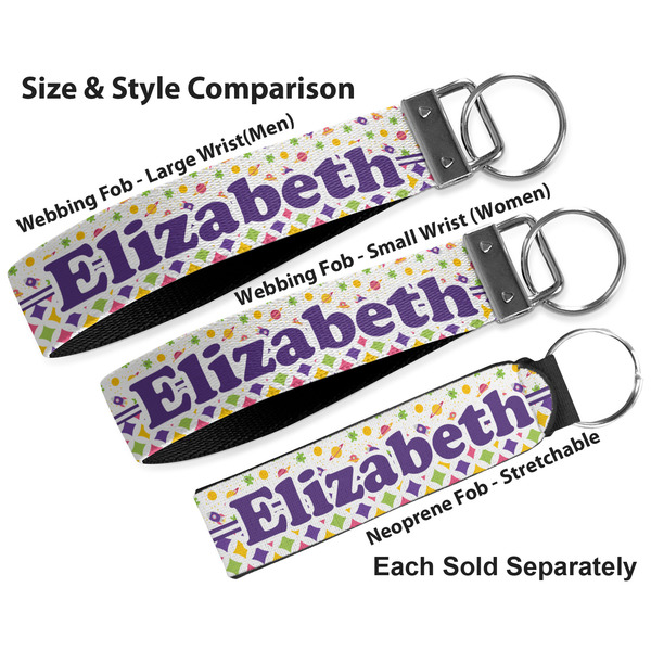 Girl's Space & Geometric Print Multiple Key Ring comparison sizes