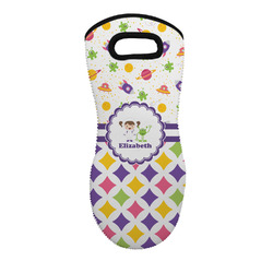 Girl's Space & Geometric Print Neoprene Oven Mitt w/ Name or Text