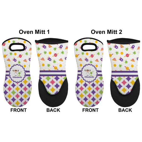 Girl's Space & Geometric Print Neoprene Oven Mitt - Set of 2 - Approval