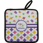Girl's Space & Geometric Print Pot Holder w/ Name or Text