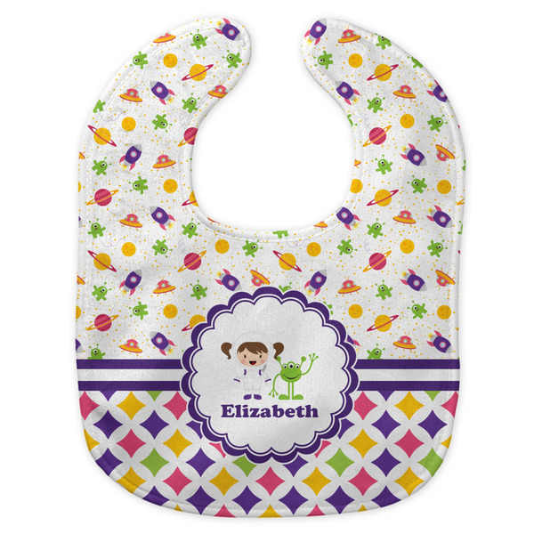 Girl's Space & Geometric Print New Bib Flat Approval